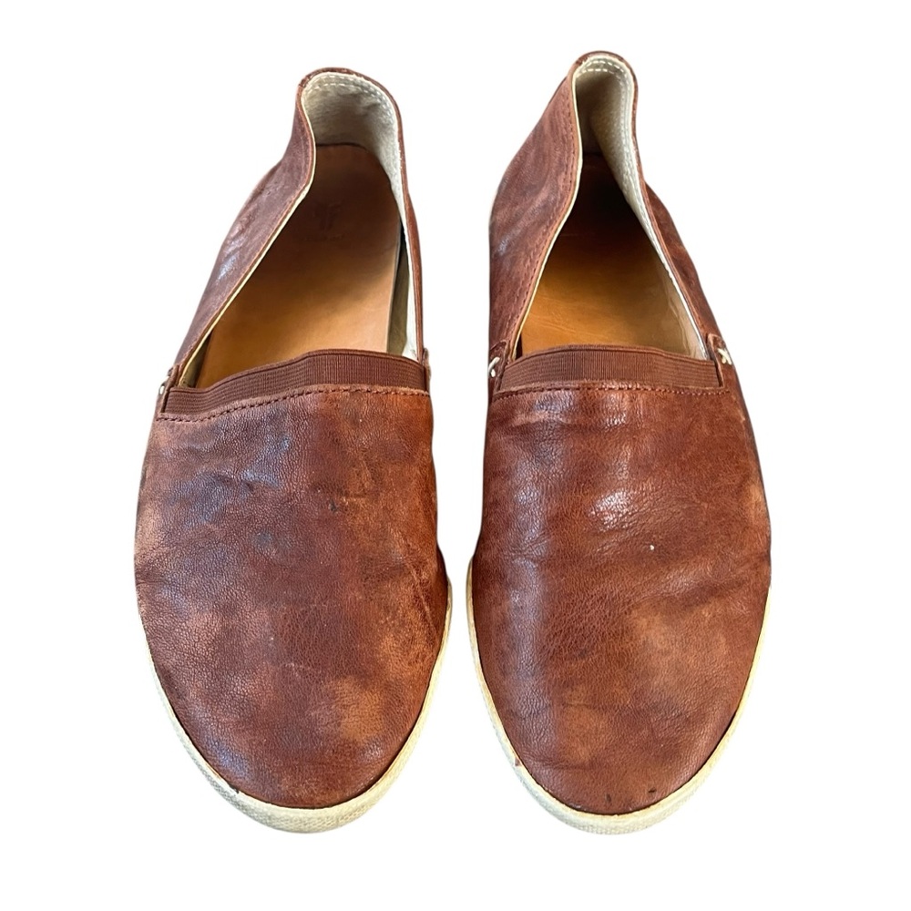 Frye Leather Slip On Brown Distressed Casual Loafers Shoes Women’s 9.5